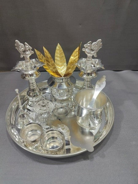 German Silver Combo Pooja thali Set
